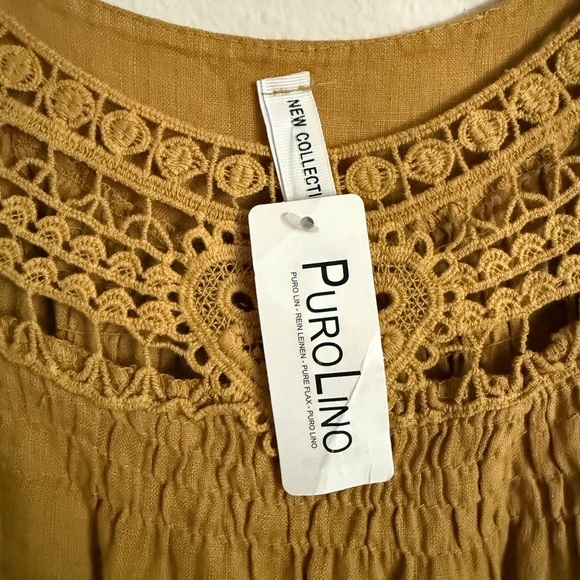 Mustard Yellow Italian Linen Summer Dress – Purolino - Picture 2 of 5